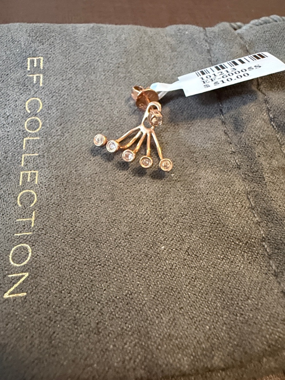 New with tags EF Collection 14k Rose Gold Five-Drop Diamond Earring